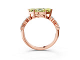 Rose gold Fancy Yellow Marquise Cut Diamond Scattered Round Accent Ring with Prong Setting_15