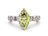 Rose gold Fancy Yellow Marquise Cut Diamond Side Stone Engagement Ring with Four-Prong Setting_24