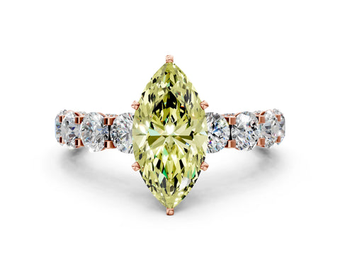 Rose gold Fancy Yellow Marquise Cut Diamond Side Stone Engagement Ring with Four-Prong Setting_24
