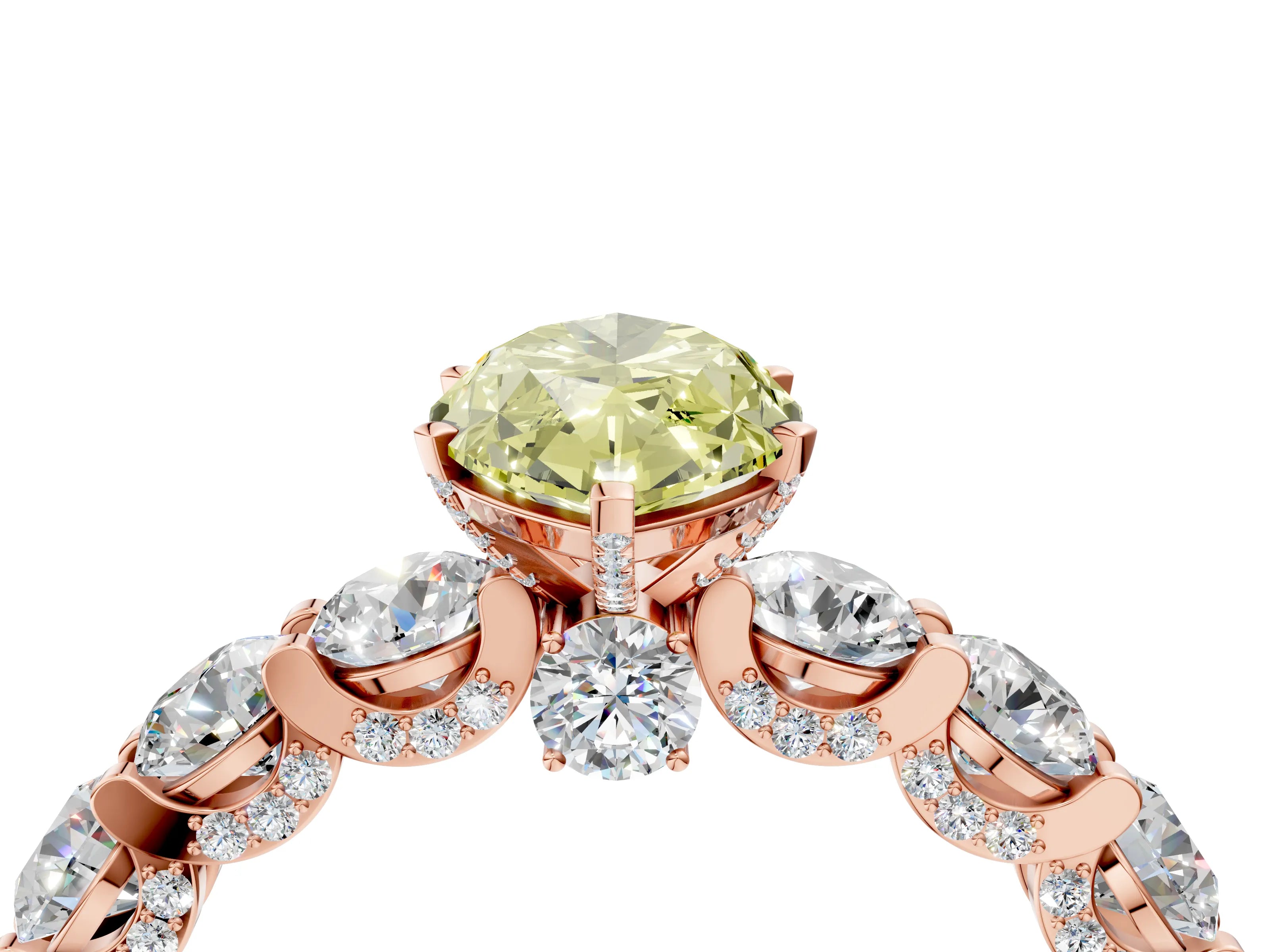 Rose gold Fancy Yellow Marquise Cut Diamond Side Stone Engagement Ring with Four-Prong Setting_28