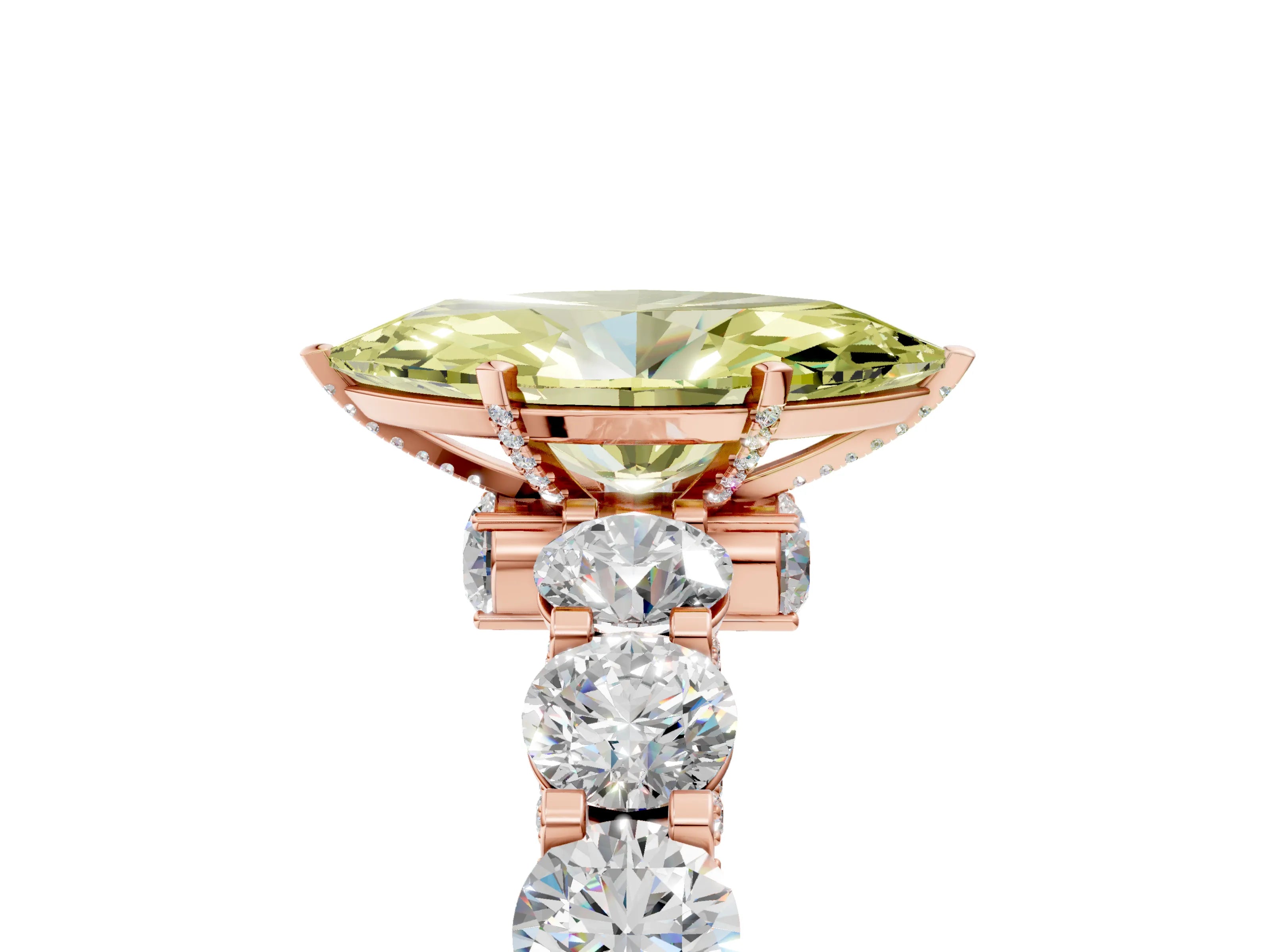 Rose gold Fancy Yellow Marquise Cut Diamond Side Stone Engagement Ring with Four-Prong Setting_29