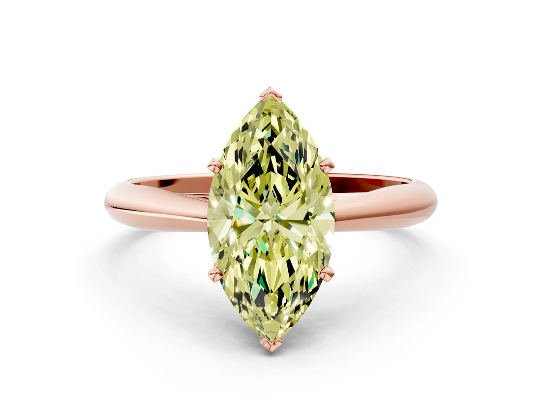 Rose gold Fancy Yellow Marquise Cut Diamond Solitaire Engagement Ring with Cathedral Setting and Four-Prong Mount_66