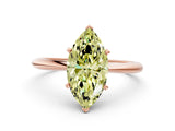Rose gold Fancy Yellow Marquise Cut Diamond Solitaire Engagement Ring with Classic Band and Four-Prong Setting_12
