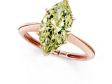 Rose gold Fancy Yellow Marquise Cut Diamond Solitaire Engagement Ring with Classic Band and Four-Prong Setting_13