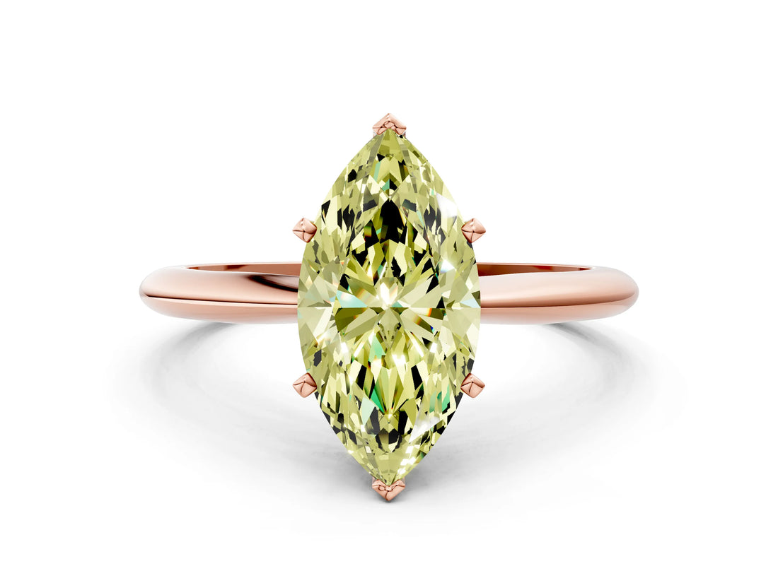 Rose gold Fancy Yellow Marquise Cut Diamond Solitaire Engagement Ring with Classic Band and Four-Prong Setting_17