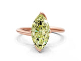 Rose gold Fancy Yellow Marquise Cut Diamond Solitaire Engagement Ring with Four-Prong Setting and Classic Band_20