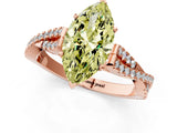Rose gold Fancy Yellow Marquise Cut Diamond Solitaire Engagement Ring with Twisted Pavé Band and Four-Prong Setting_44
