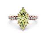 Rose gold Fancy Yellow Marquise Cut Diamond Solitaire Pavé Engagement Ring with Round Band and Prong Setting_12