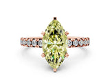 Rose gold Fancy Yellow Marquise Cut Diamond Solitaire Pavé Engagement Ring with Round Band and Prong Setting_42