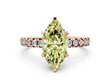 Rose gold Fancy Yellow Marquise Cut Diamond Solitaire Pavé Engagement Ring with Round Band and Prong Setting_78