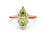 Rose gold Fancy Yellow Marquise Cut Diamond Solitaire Ring with Classic Band and Four-Prong Setting
