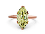 Rose gold Fancy Yellow Marquise Cut Diamond Solitaire Ring with Flower Prong Setting and Classic Band_12
