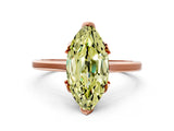Rose gold Fancy Yellow Marquise Cut Diamond Solitaire Ring with Flower Prong Setting and Classic Band_33