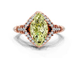 Rose gold Fancy Yellow Marquise Cut Diamond Solitaire Ring with Hidden Halo and Pavé Band_27