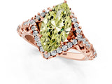 Rose gold Fancy Yellow Marquise Cut Diamond Solitaire Ring with Hidden Halo and Pavé Band_28