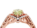 Rose gold Fancy Yellow Marquise Cut Diamond Solitaire Ring with Hidden Halo and Pavé Band_31
