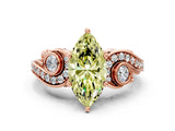 Rose gold Fancy Yellow Marquise Cut Diamond Solitaire Ring with Milgrain Pavé Band and Four-Prong Setting_22