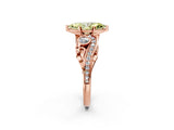 Rose gold Fancy Yellow Marquise Cut Diamond Solitaire Ring with Milgrain Pavé Band and Four-Prong Setting_24