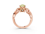 Rose gold Fancy Yellow Marquise Cut Diamond Solitaire Ring with Milgrain Pavé Band and Four-Prong Setting_25