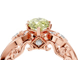 Rose gold Fancy Yellow Marquise Cut Diamond Solitaire Ring with Milgrain Pavé Band and Four-Prong Setting_26