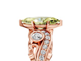 Rose gold Fancy Yellow Marquise Cut Diamond Solitaire Ring with Milgrain Pavé Band and Four-Prong Setting_27