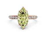 Rose gold Fancy Yellow Marquise Cut Diamond Solitaire Ring with Pavé Band and Hidden Halo_20