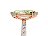 Rose gold Fancy Yellow Marquise Cut Diamond Solitaire Ring with Pavé Band and Hidden Halo_25