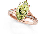 Rose gold Fancy Yellow Marquise Cut Diamond Solitaire Ring with Pavé Band and Prong Setting_13