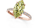 Rose gold Fancy Yellow Marquise Cut Diamond Solitaire Ring with Pave Band and Four Prong Setting_13