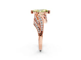Rose gold Fancy Yellow Marquise Cut Diamond Solitaire Ring with Prong Setting and Twisted Pavé Band_14