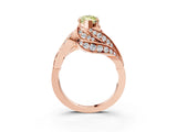 Rose gold Fancy Yellow Marquise Cut Diamond Solitaire Ring with Prong Setting and Twisted Pavé Band_15