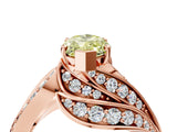 Rose gold Fancy Yellow Marquise Cut Diamond Solitaire Ring with Prong Setting and Twisted Pavé Band_16