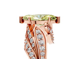 Rose gold Fancy Yellow Marquise Cut Diamond Solitaire Ring with Prong Setting and Twisted Pavé Band_17