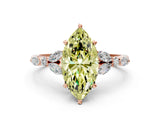 Rose gold Fancy Yellow Marquise Cut Diamond Solitaire Ring with Side Stones and Four-Prong Setting_29