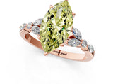 Rose gold Fancy Yellow Marquise Cut Diamond Solitaire Ring with Side Stones and Four-Prong Setting_30