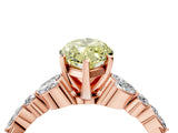 Rose gold Fancy Yellow Marquise Cut Diamond Solitaire Ring with Side Stones and Four-Prong Setting_33
