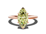 Rose gold Fancy Yellow Marquise Cut Diamond Solitaire Ring with Six-Prong Setting and Classic Band_23
