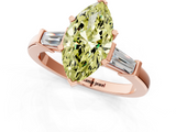 Rose gold Fancy Yellow Marquise  Cut Diamond Solitaire Ring with Tapered Baguette Accents and Four-Prong Setting_1