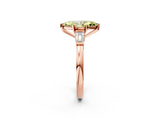 Rose gold Fancy Yellow Marquise  Cut Diamond Solitaire Ring with Tapered Baguette Accents and Four-Prong Setting_2