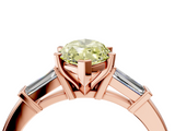 Rose gold Fancy Yellow Marquise  Cut Diamond Solitaire Ring with Tapered Baguette Accents and Four-Prong Setting_4