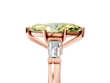 Rose gold Fancy Yellow Marquise  Cut Diamond Solitaire Ring with Tapered Baguette Accents and Four-Prong Setting_5