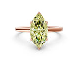 Rose gold Fancy Yellow Marquise Cut Diamond Solitaire Ring with Thin Band and Prong Setting_24