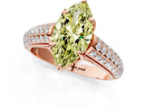Rose gold Fancy Yellow Marquise Cut Diamond Solitaire Ring with Three-Row Pavé Band and Four-Prong Setting_18