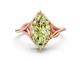 Rose gold Fancy Yellow Marquise Cut Diamond Solitaire Ring with Twist Band and Four-Prong Setting_28