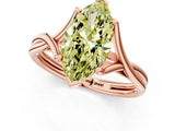 Rose gold Fancy Yellow Marquise Cut Diamond Solitaire Twist Band Prong Setting Ring_67