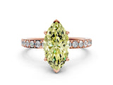 Rose gold Fancy Yellow Marquise  Cut Diamond Solitaire with Pave Band and Four-Prong Setting 1