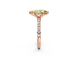 Rose gold Fancy Yellow Marquise  Cut Diamond Solitaire with Pave Band and Four-Prong Setting 12