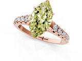 Rose gold Fancy Yellow Marquise  Cut Diamond Solitaire with Pave Band and Four-Prong Setting_1