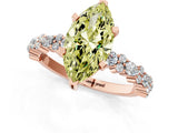 Rose gold Fancy Yellow Marquise Cut Diamond Solitaire with Side Stones, Pave Band, Four-Prong Setting_30