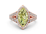 Rose gold Fancy Yellow Marquise Cut Diamond Split Shank Halo Ring with Four-Prong Setting_18